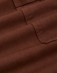 Drop Pocket Cargo Pants in Fudgesicle Brown fabric detail close up