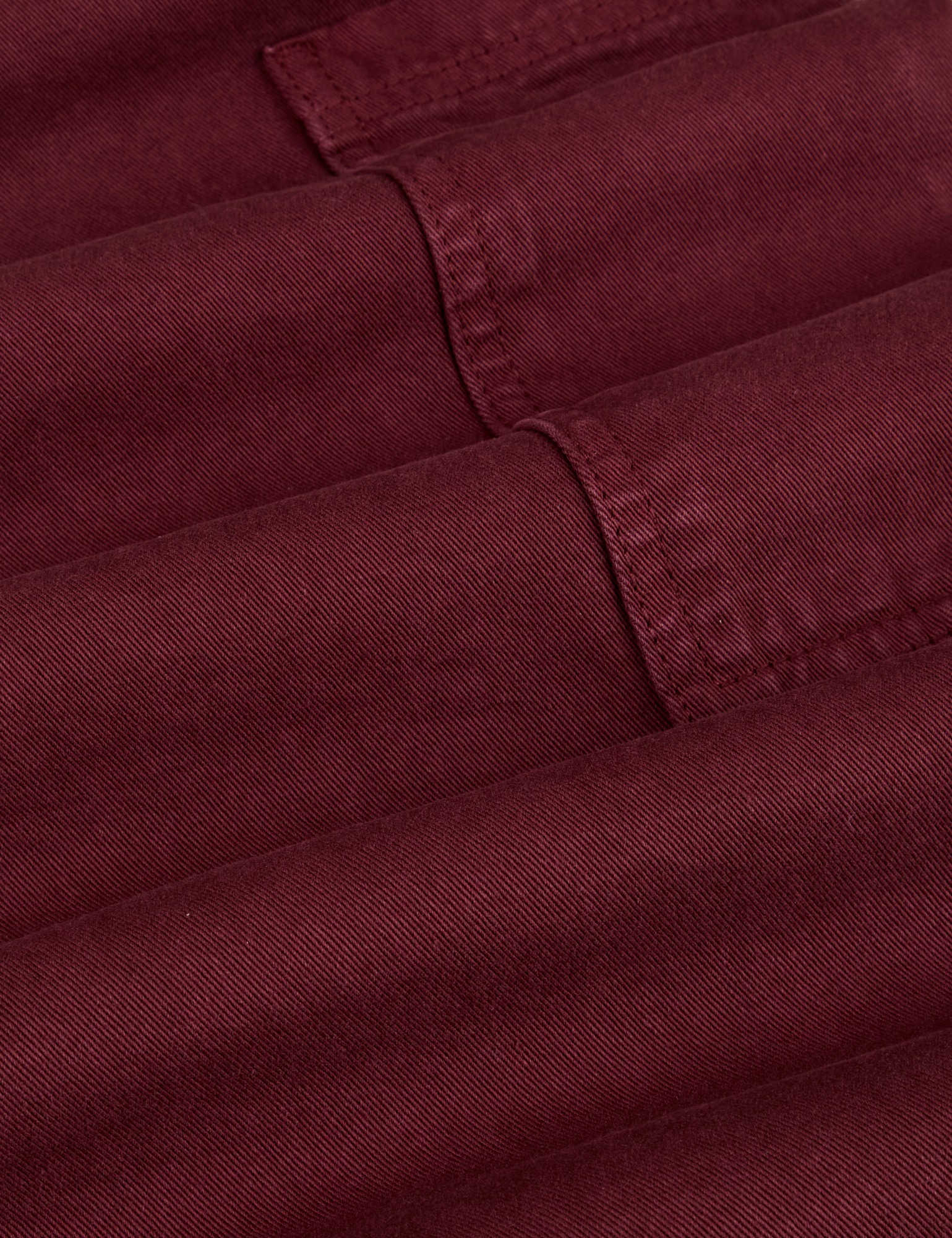 Drop Pocket Cargo Pants in Red Wine fabric detail close up