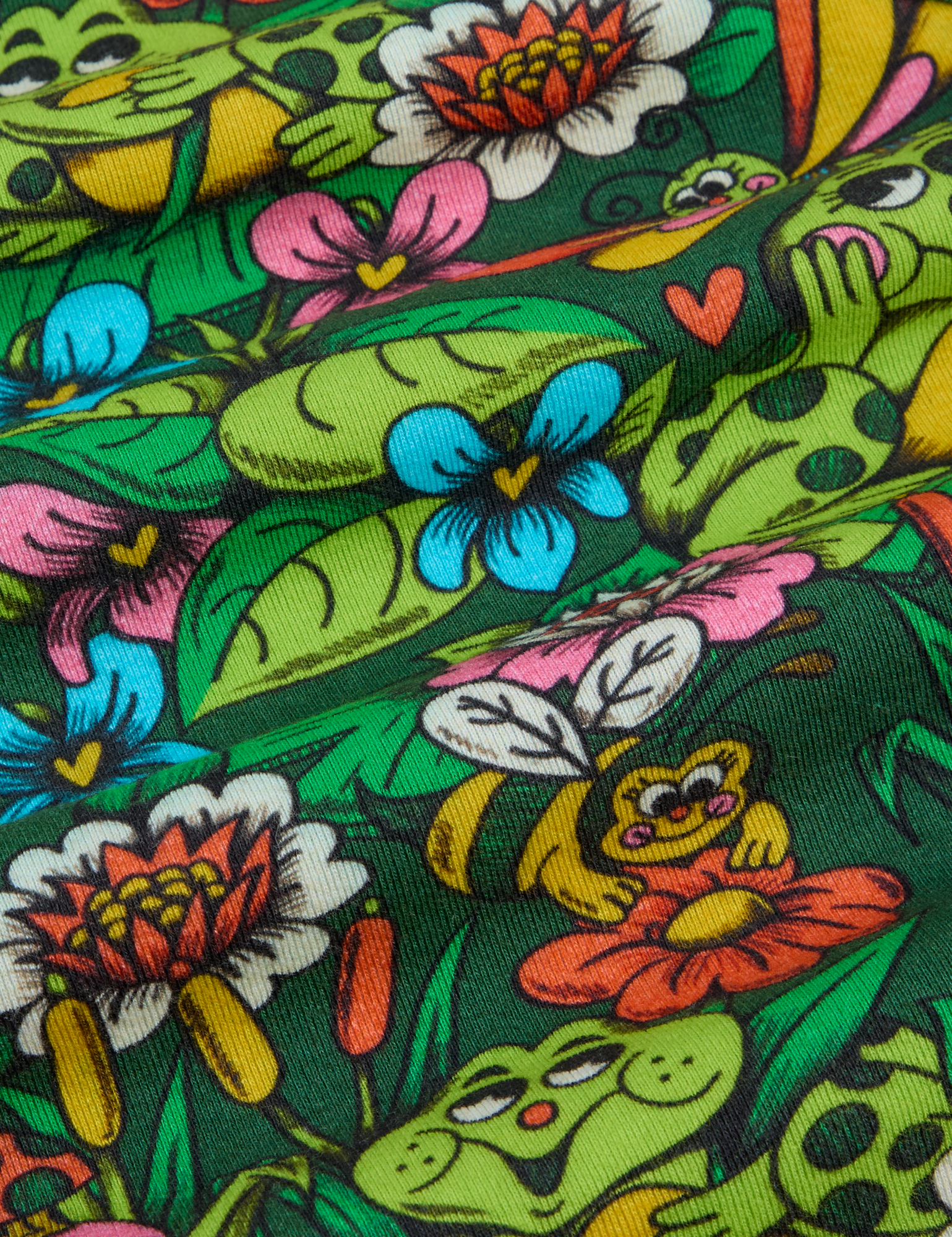 Cropped Tank Top in Pond Party fabric detail close up