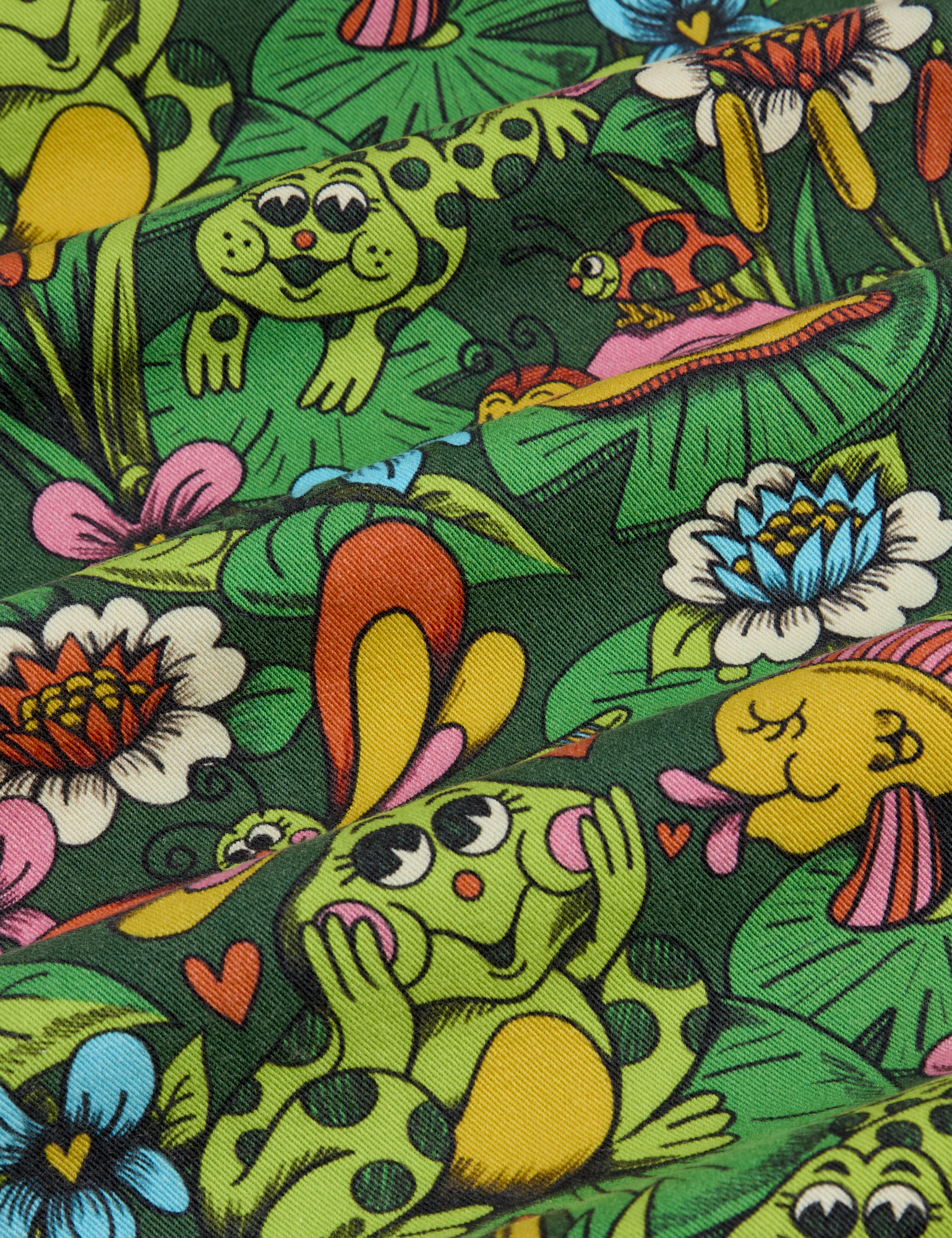 Pond Party Print Jumpsuit fabric detail close up
