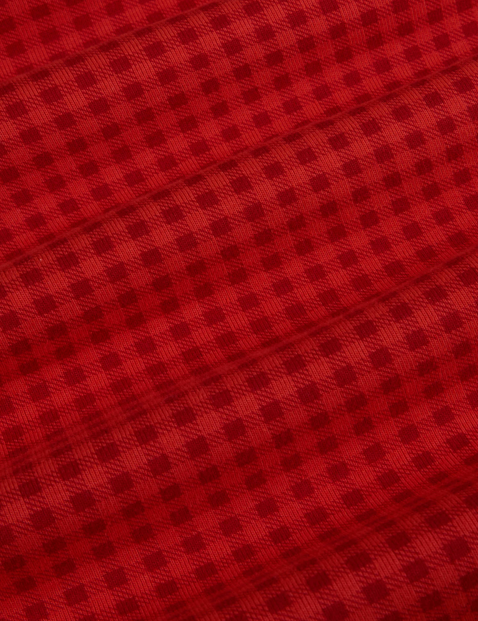 Gingham Long Sleeve Baby Tee in Mustang Red fabric detail close up