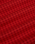 Gingham Long Sleeve Baby Tee in Mustang Red fabric detail close up