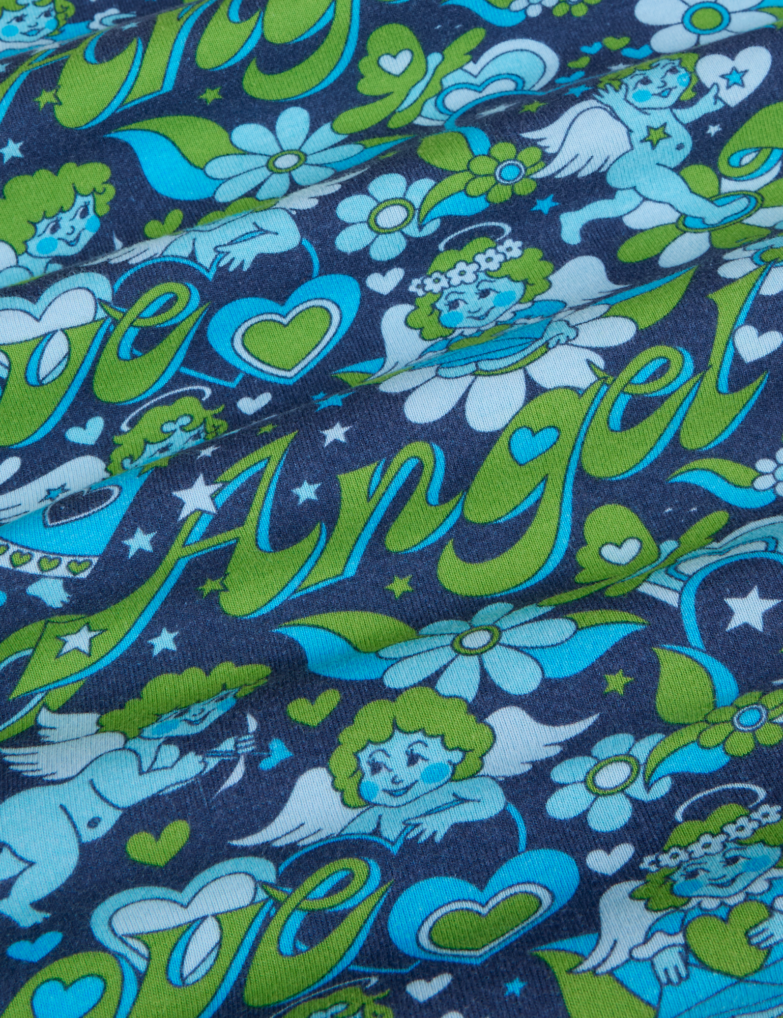 Cropped Tank Top in Angel Print fabric detail close up
