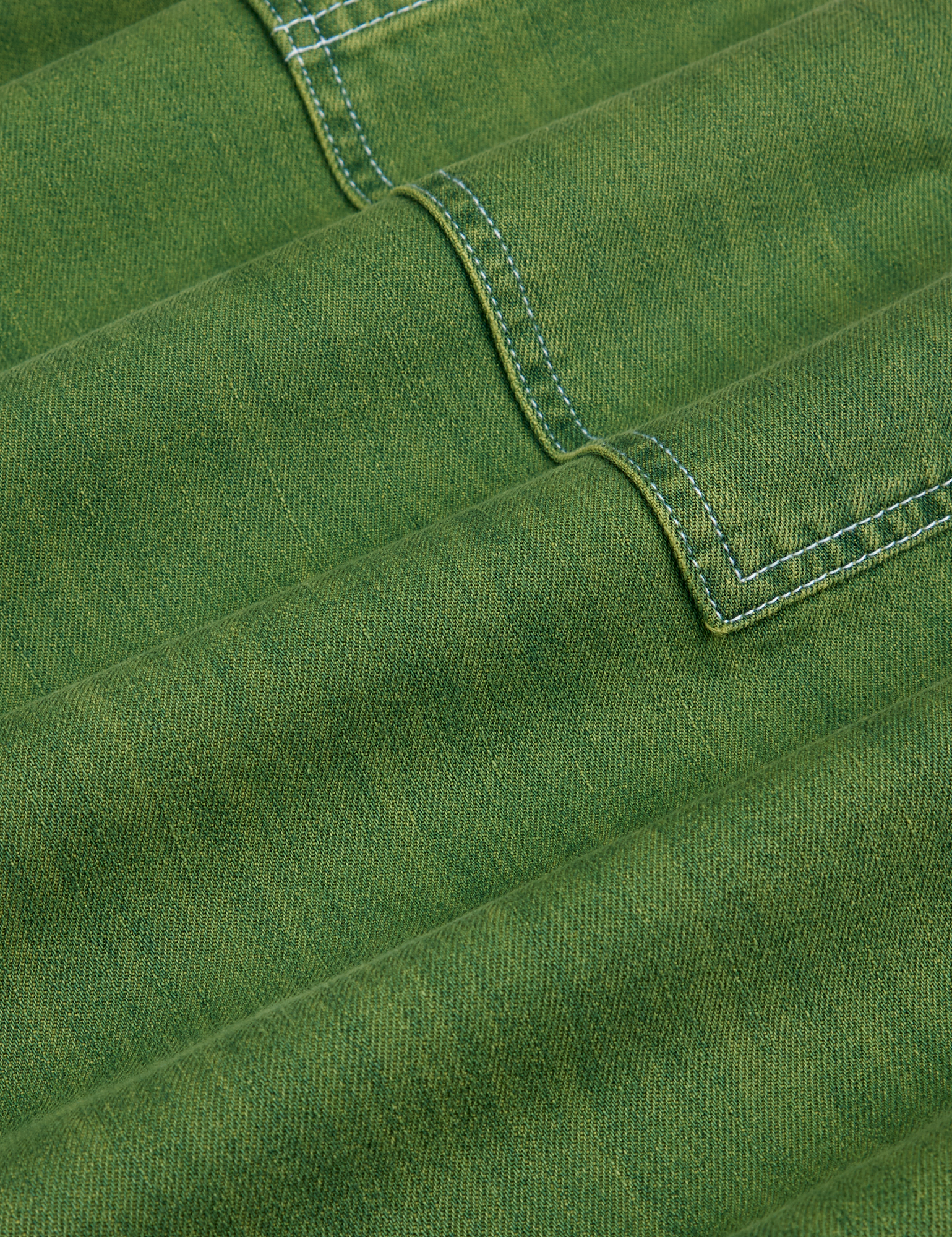 Denim Drop Pocket Pants in Green Overdye fabric detail close up