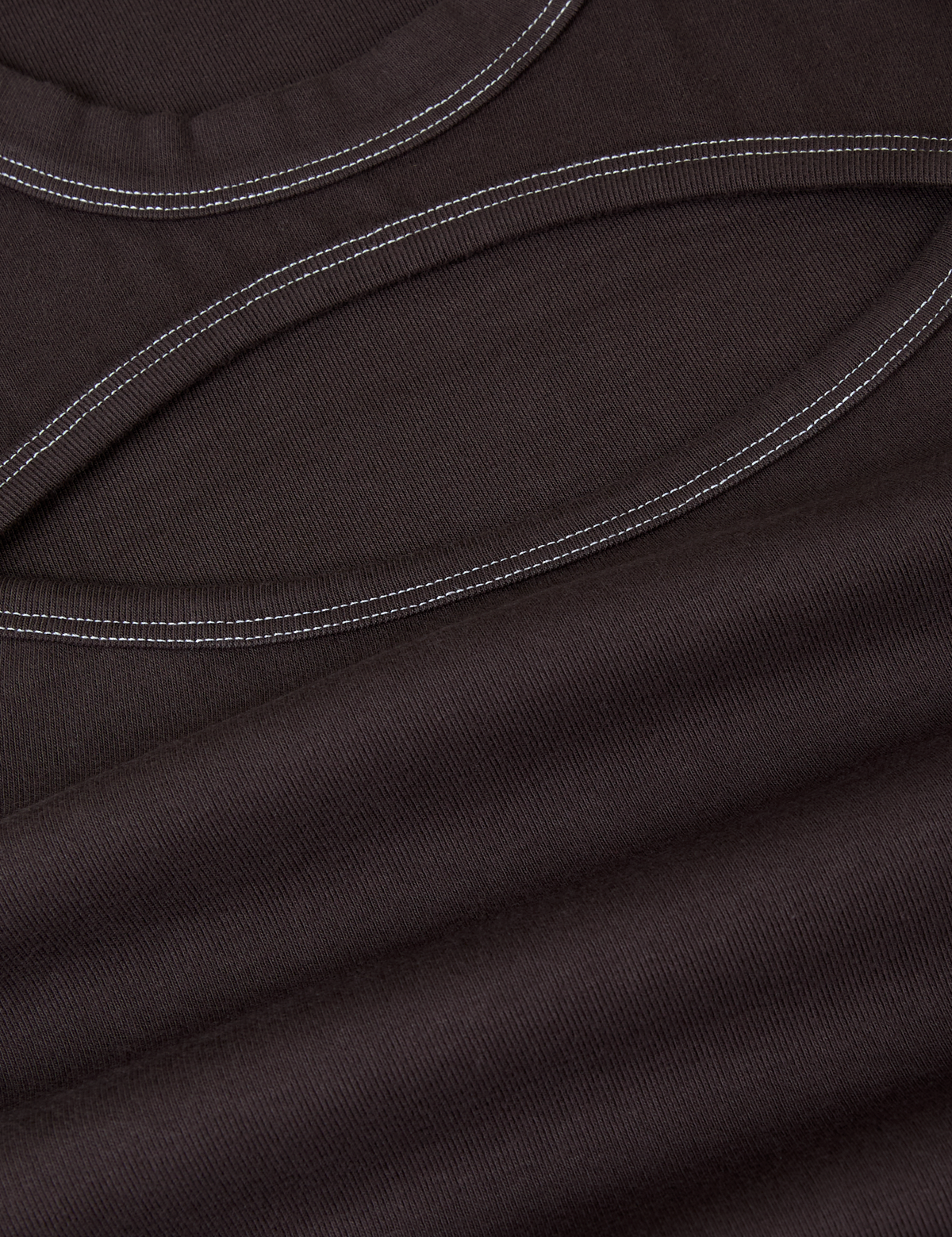 Fabric close up of the Espresso Brown Long Sleeve Porthole Tee