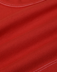 Contrast Stitch Mini Tank in Mustang Red fabric detail close up with white topstitching