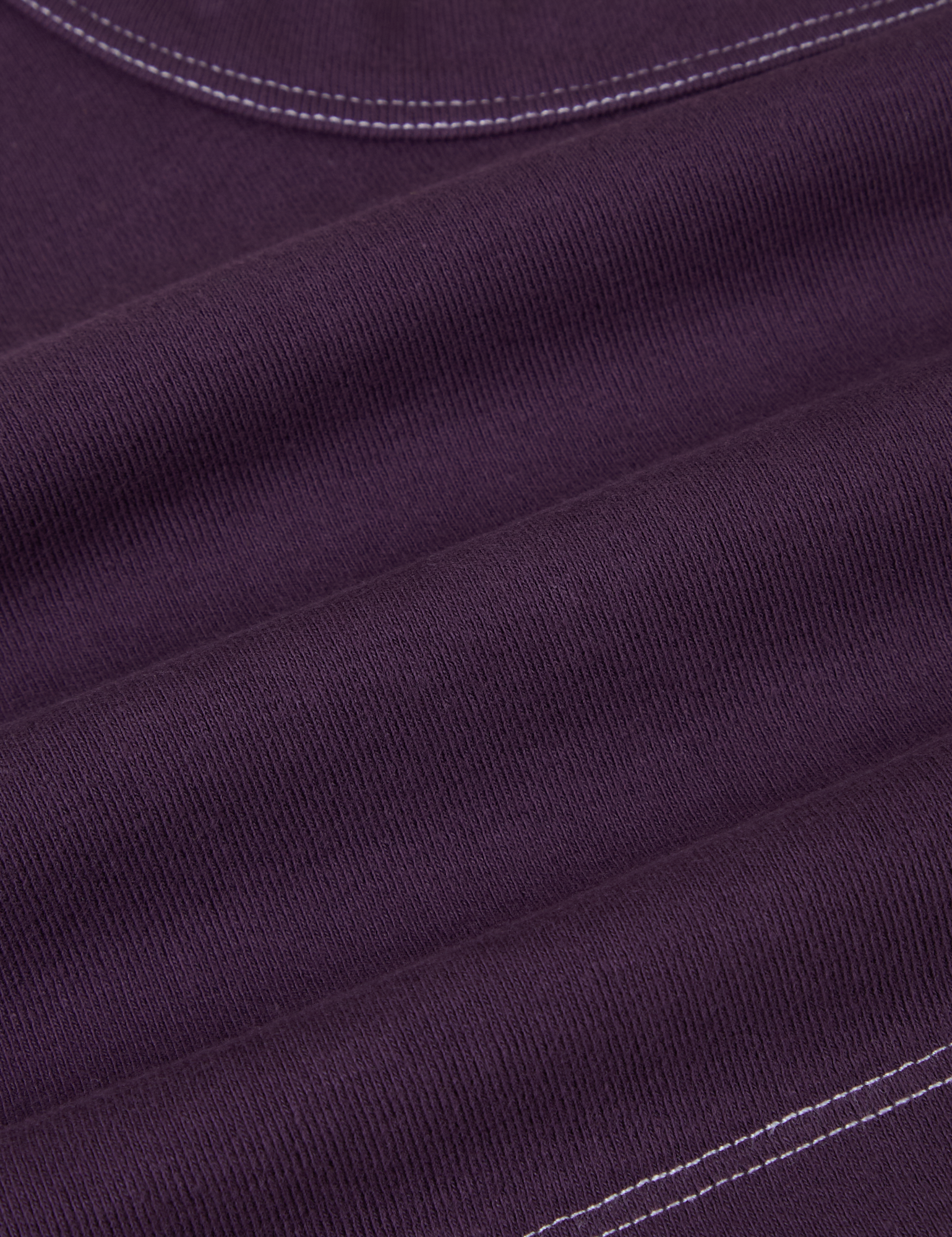 Contrast Stitch Mini Tank in Nebula Purple fabric detail close up with white top stitch