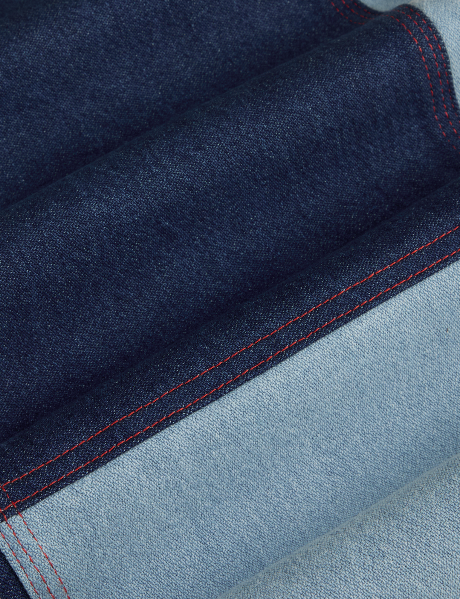 Mismatched Denim Carpenter Jeans fabric detail close up