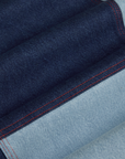 Mismatched Denim Carpenter Jeans fabric detail close up