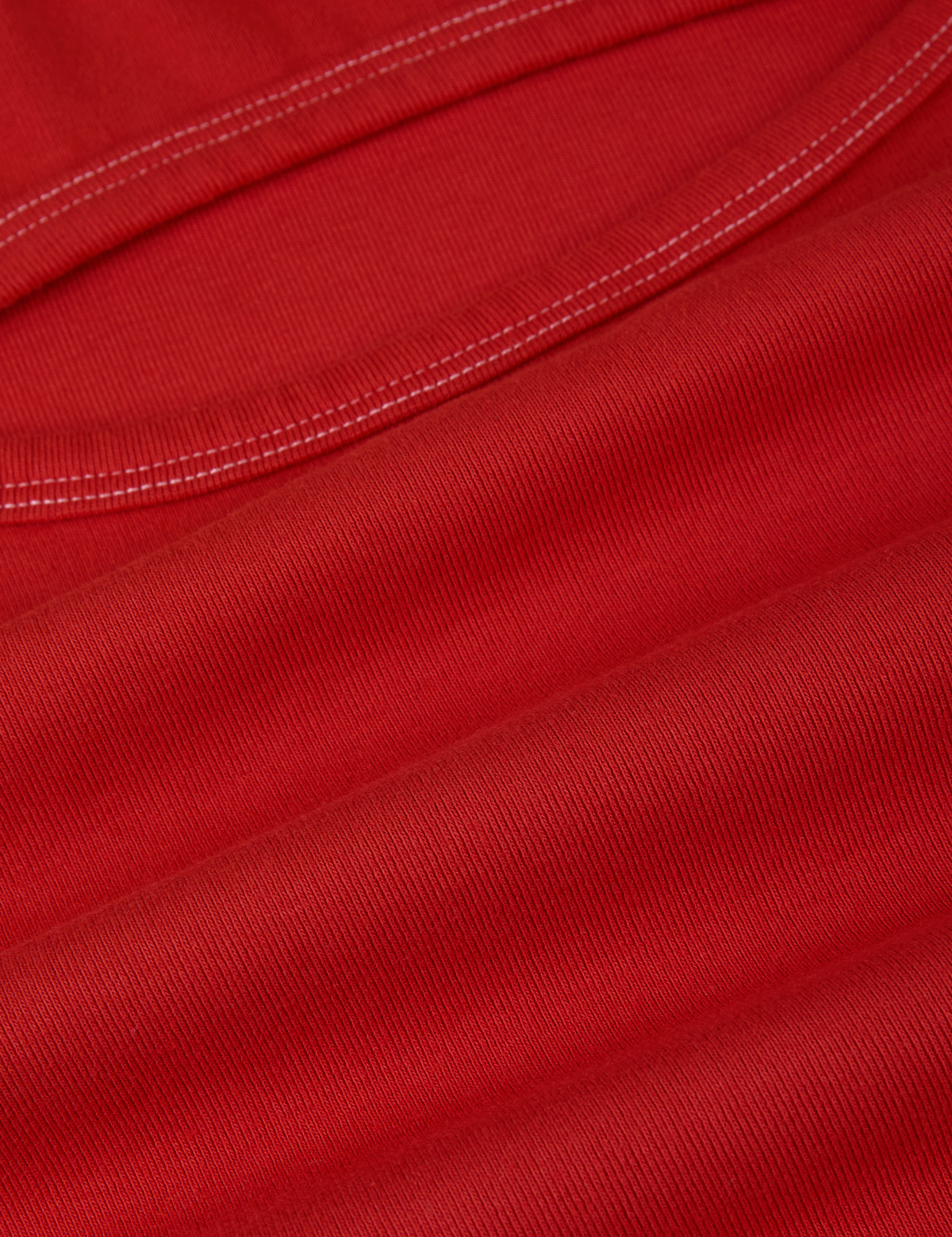 Porthole Tank in Mustang Red fabric detail close up