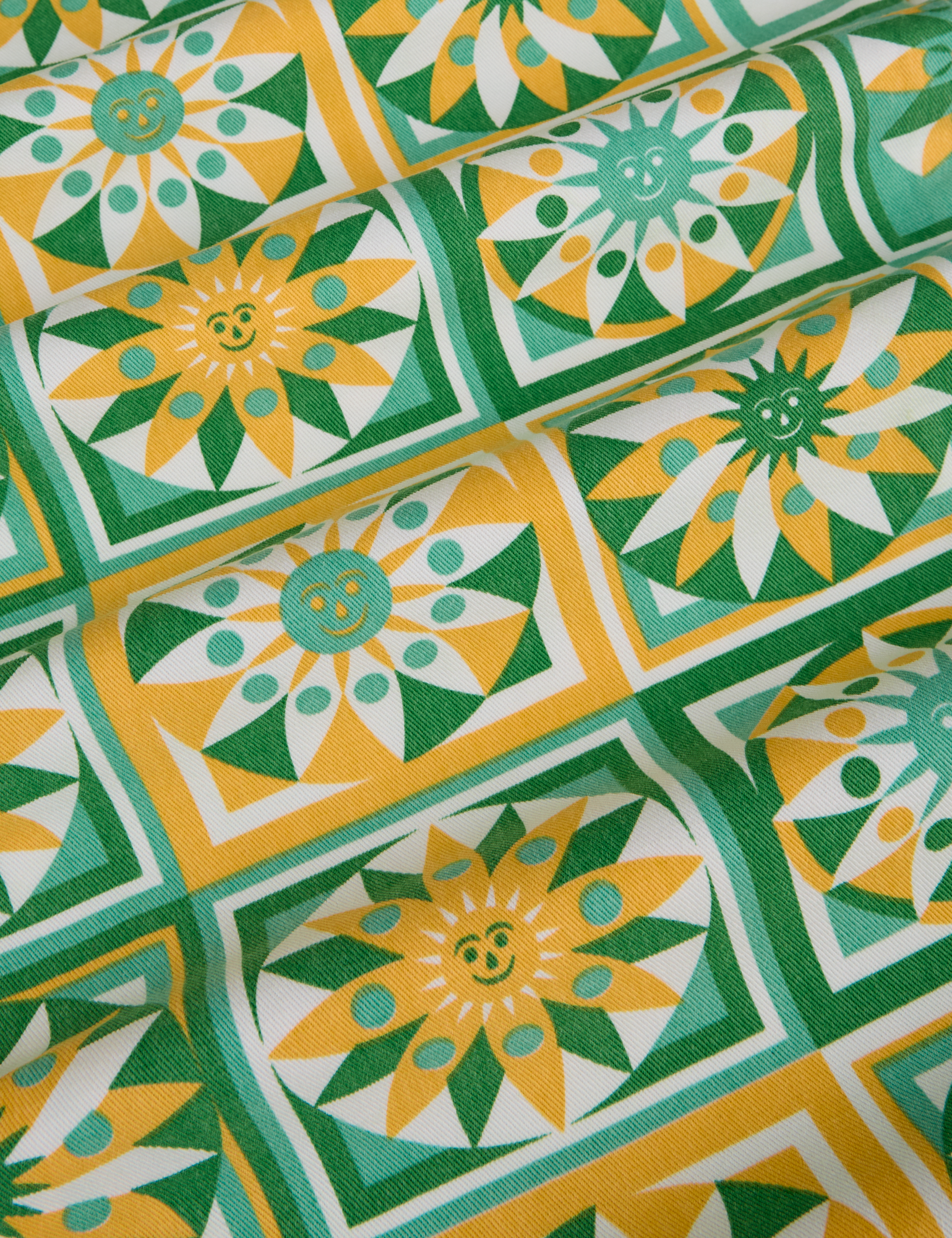Drop Pocket Cargo Pants in Spring Quilt Print fabric detail close up
