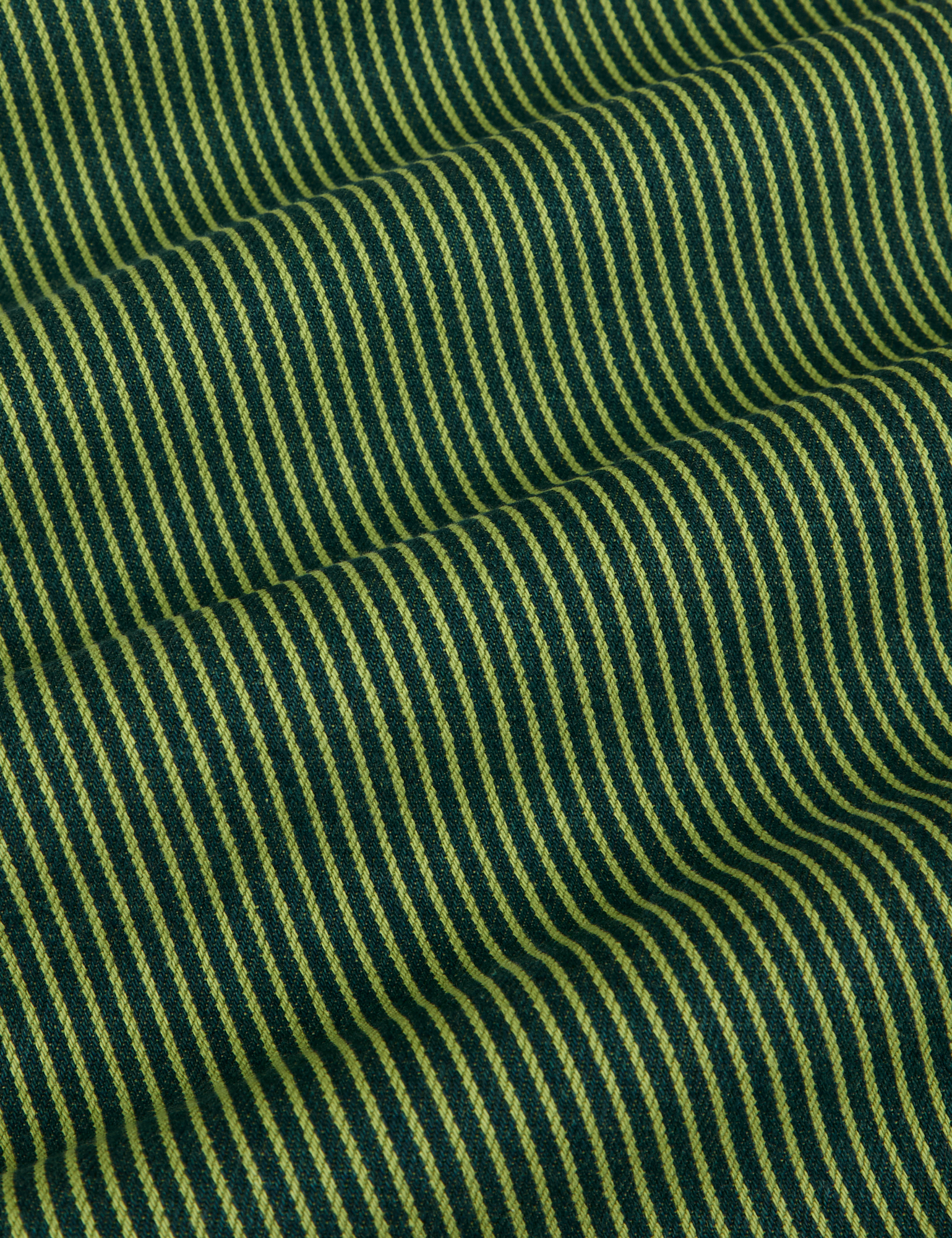 Railroad Denim Work Pants in Gross Green Overdye fabric detail close up