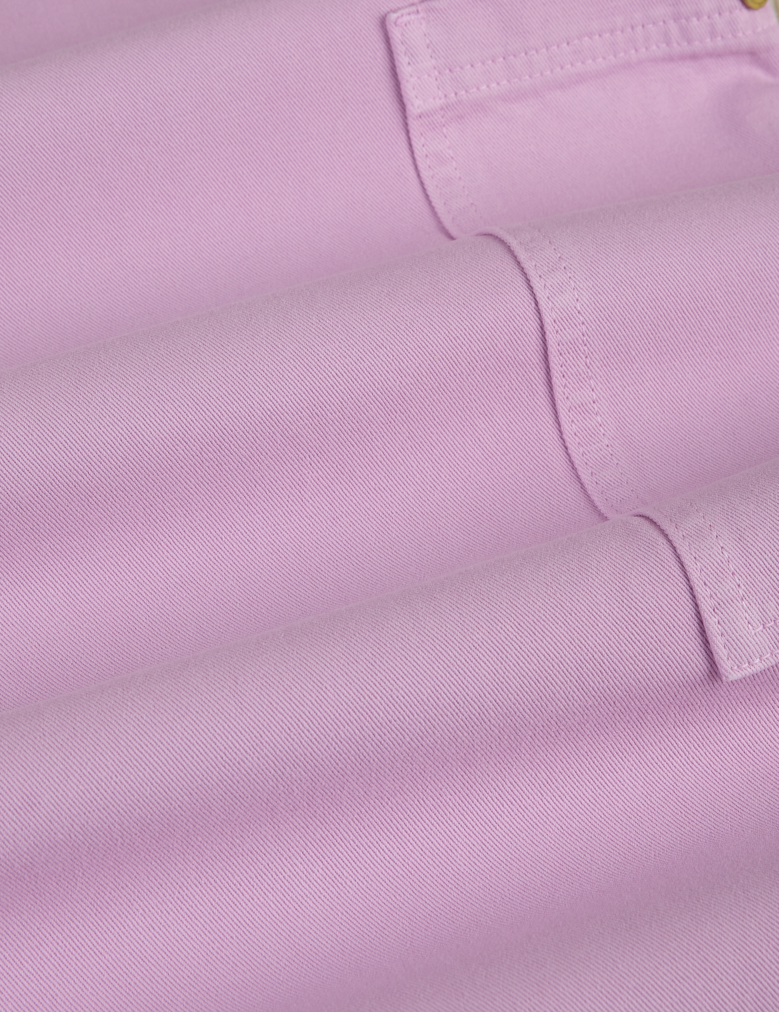 Drop Pocket Cargo Pants in Lilac Purple fabric detail close up