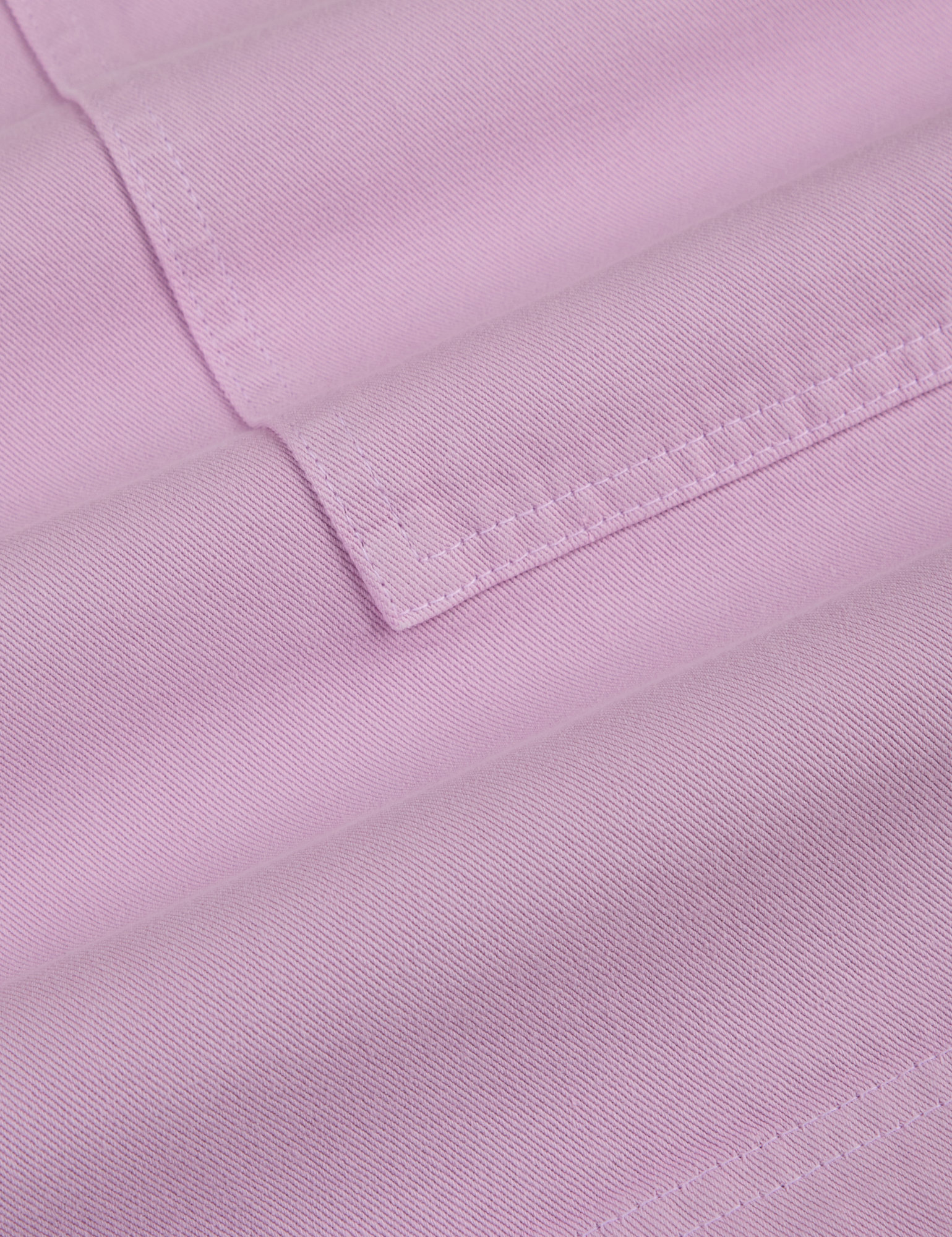 Longline Work Shorts in Lilac Purple fabric detail close up
