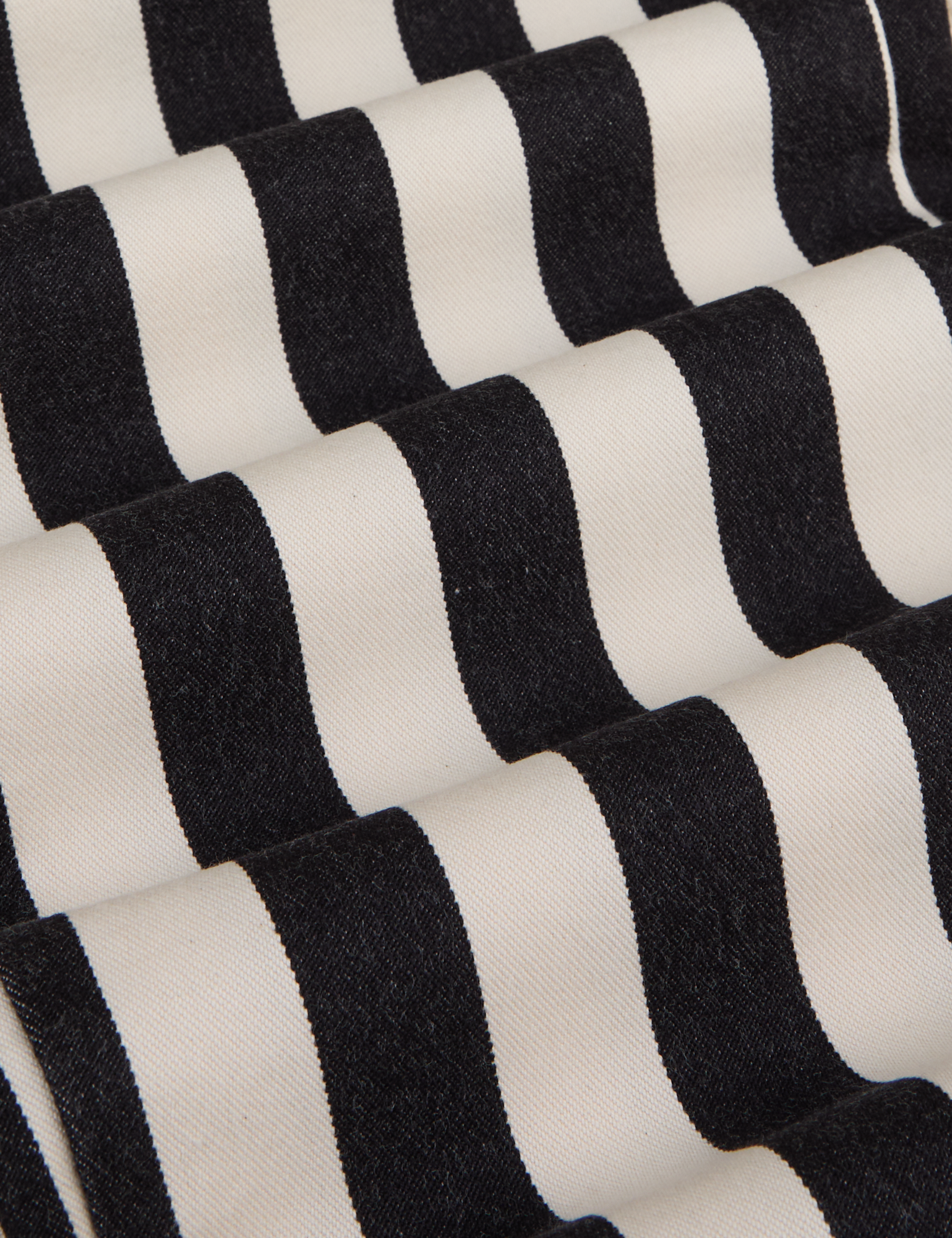 Black Stripe Work Pants in White fabric detail close up