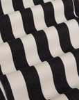 Black Stripe Work Pants in White fabric detail close up