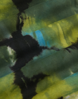 Long Sleeve Baby Tee in Green Pool fabric detail close up. Shades of Ggeen, blue and black tie dye