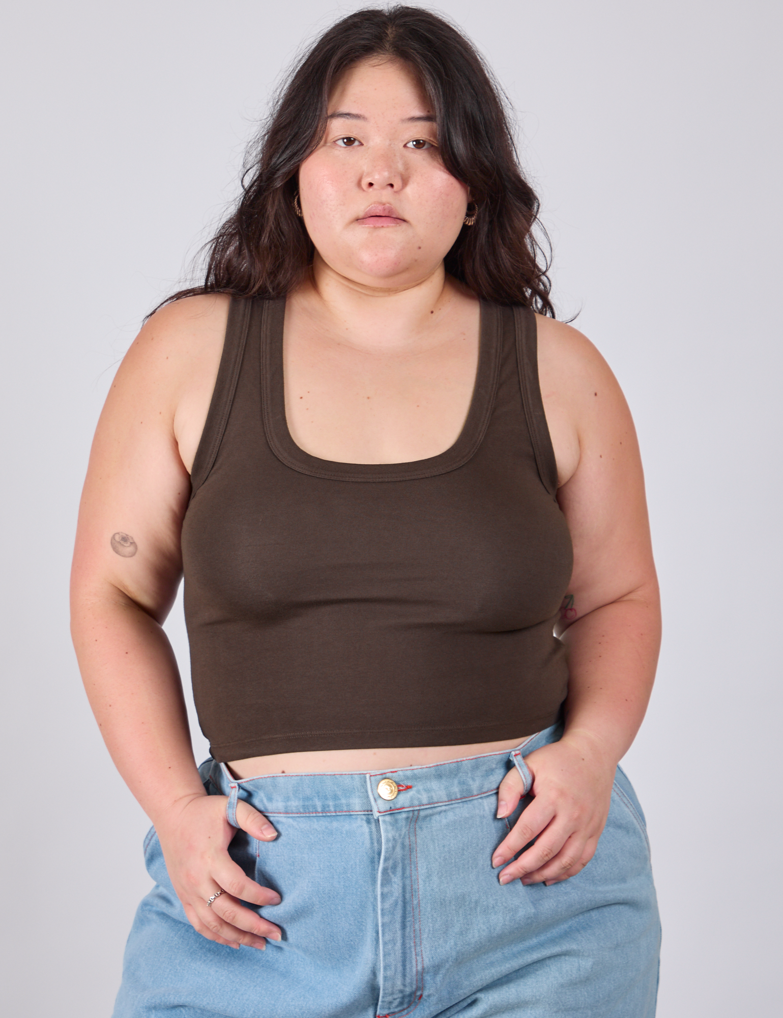 Cropped Tank Top in Espresso Brown on Ashley