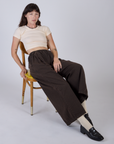 Pleated Pull-On Pants - Espresso Brown