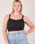 Lish is 5’8” and wearing M Cropped Cami in Basic Black