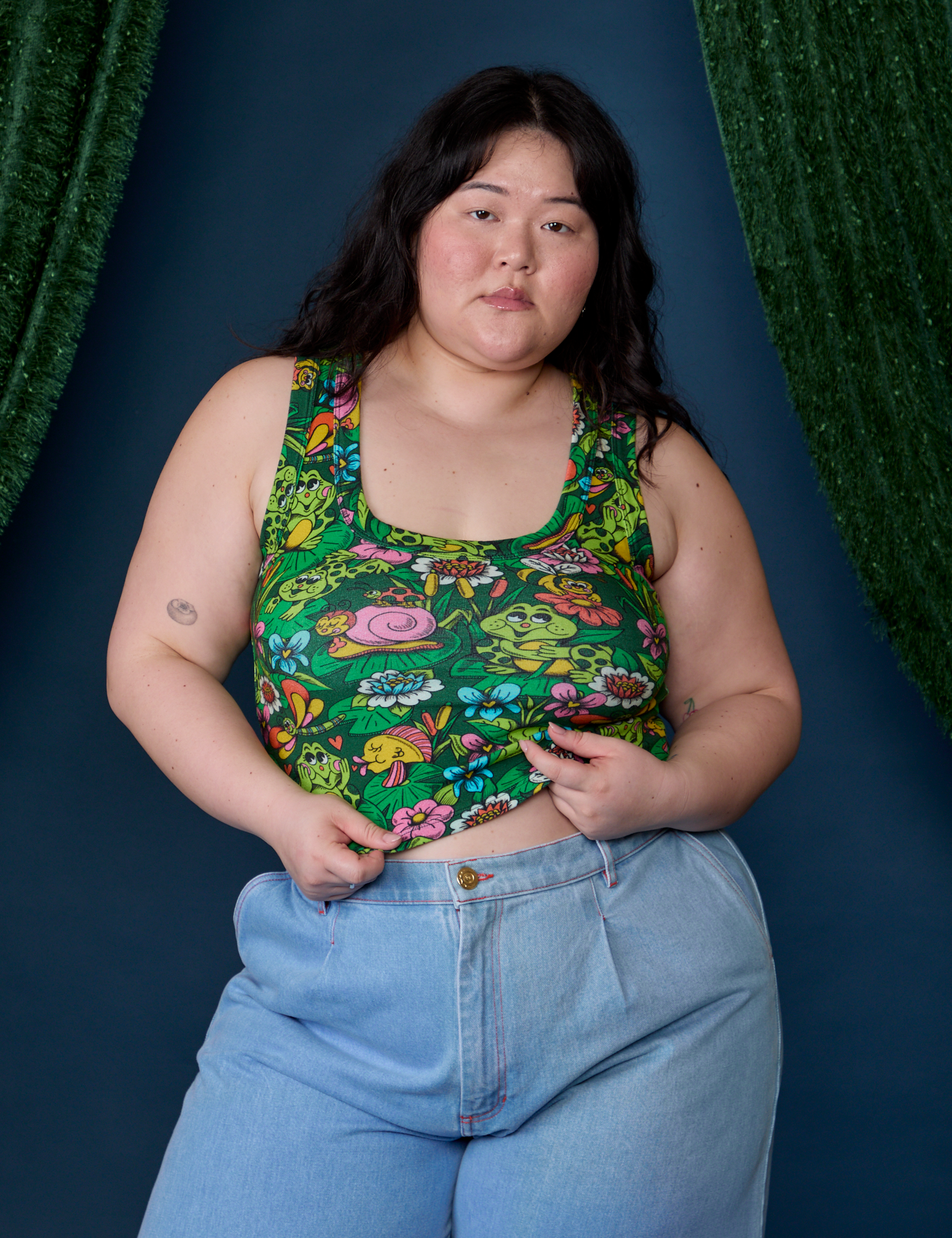 Cropped Tank Top in Pond Party on Ashley