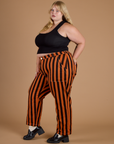Black Stripe Work Pants - Construction Orange