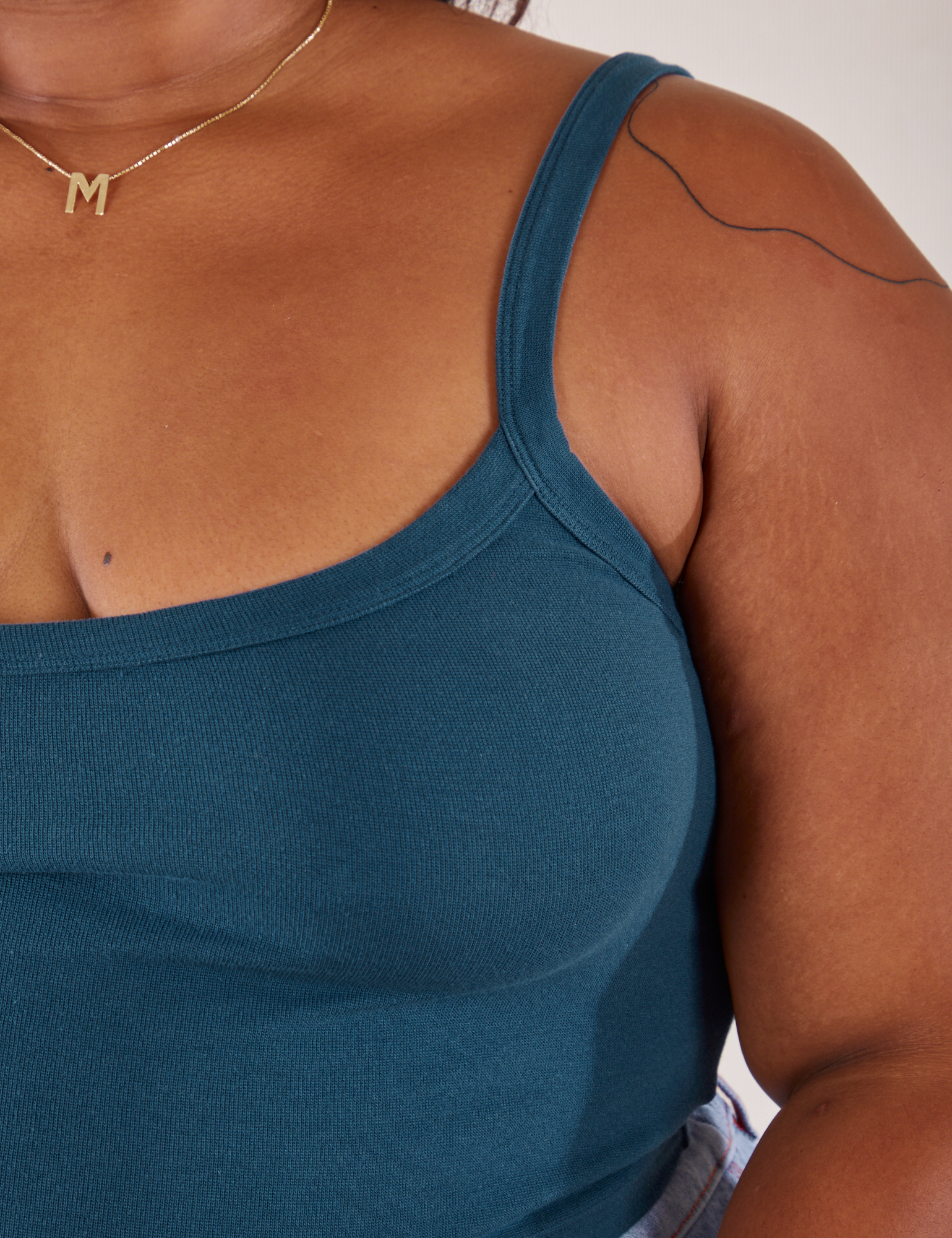 Cropped Cami in Lagoon front close up on Morgan