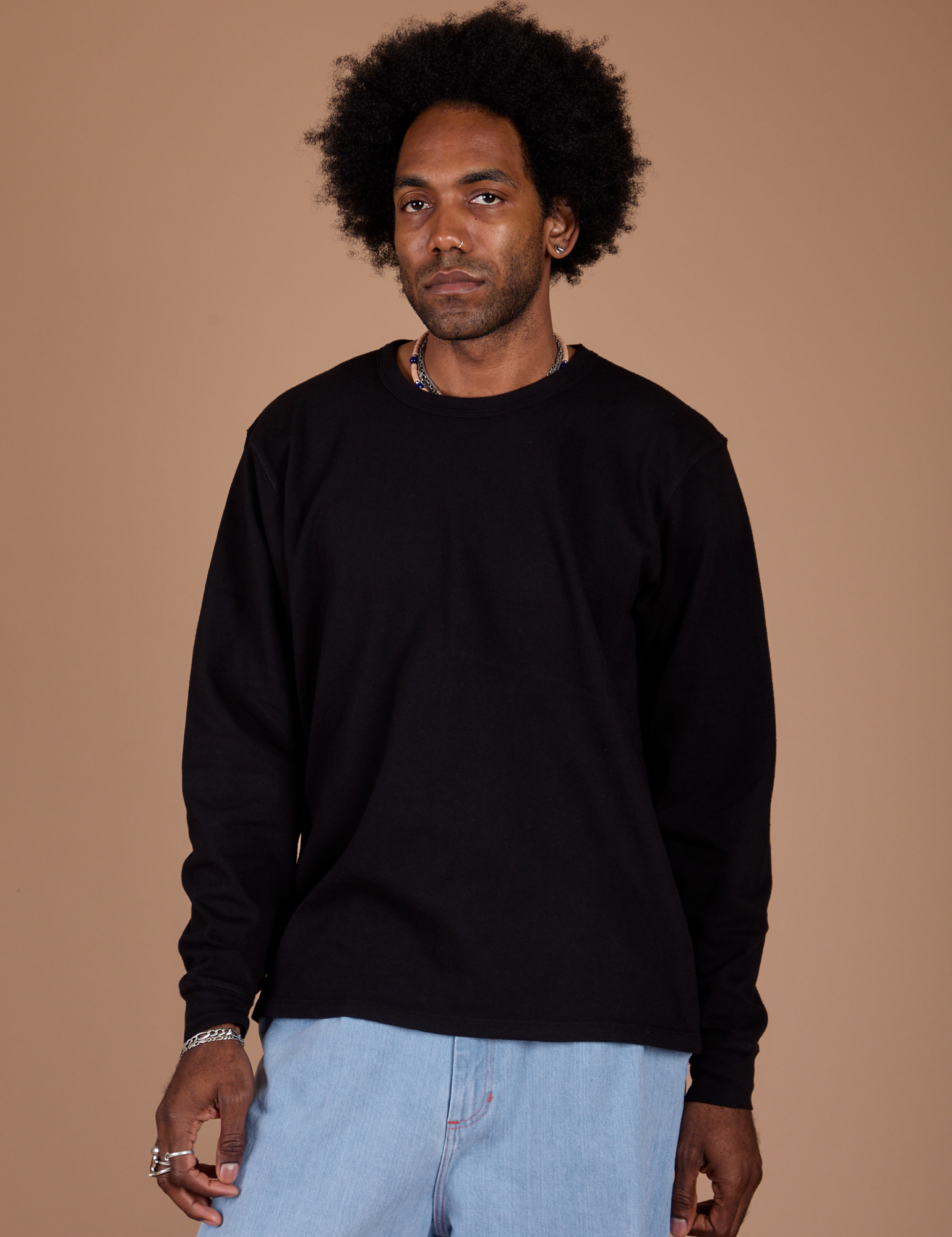 Long Sleeve Burly Tee in Basic Black on Jerrod