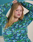 Front close up of Long Sleeve Baby Tee in Angel Print on Juliet