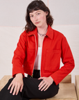 Mechanic Jacket in Mustang Red on Alex