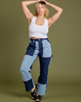 Mismatched Denim Carpenter Jeans and Cropped Tank in Vintage Tee White on Tiara