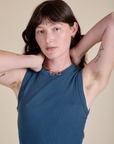 Muscle Tee in French Blue front close up on Alex
