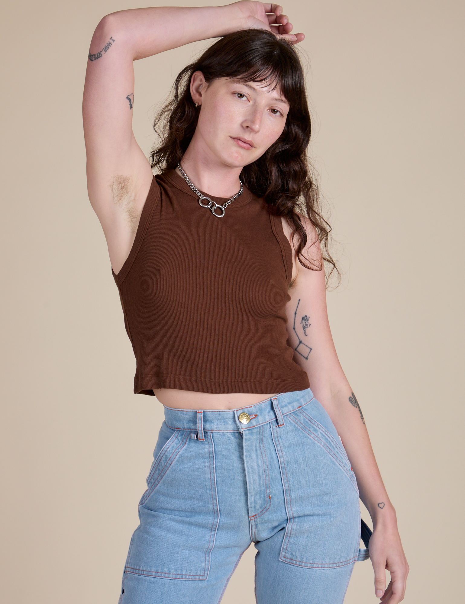 Muscle Tee in Fudgesicle Brown on Alex