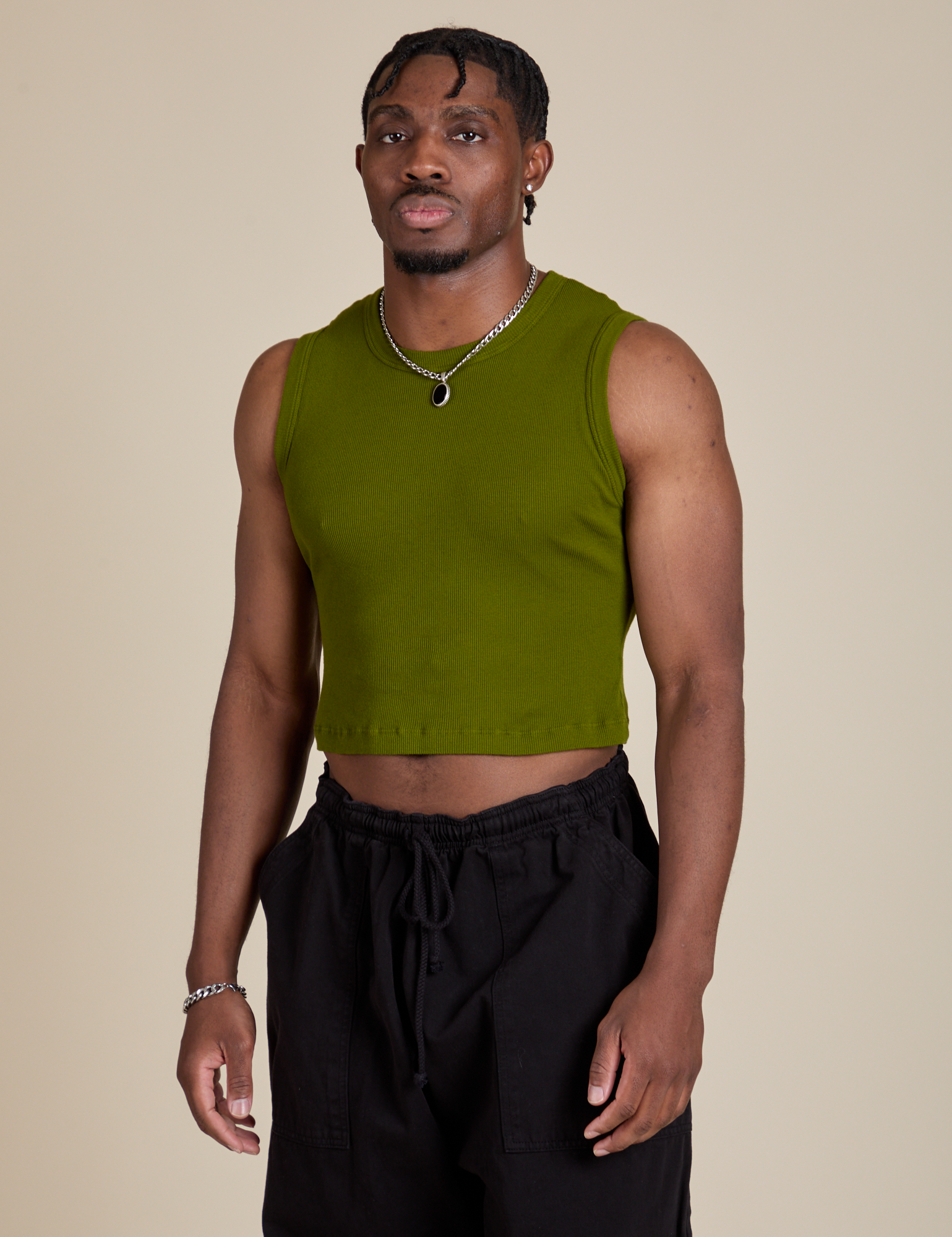 Muscle Tee in Summer Olive on Isaac