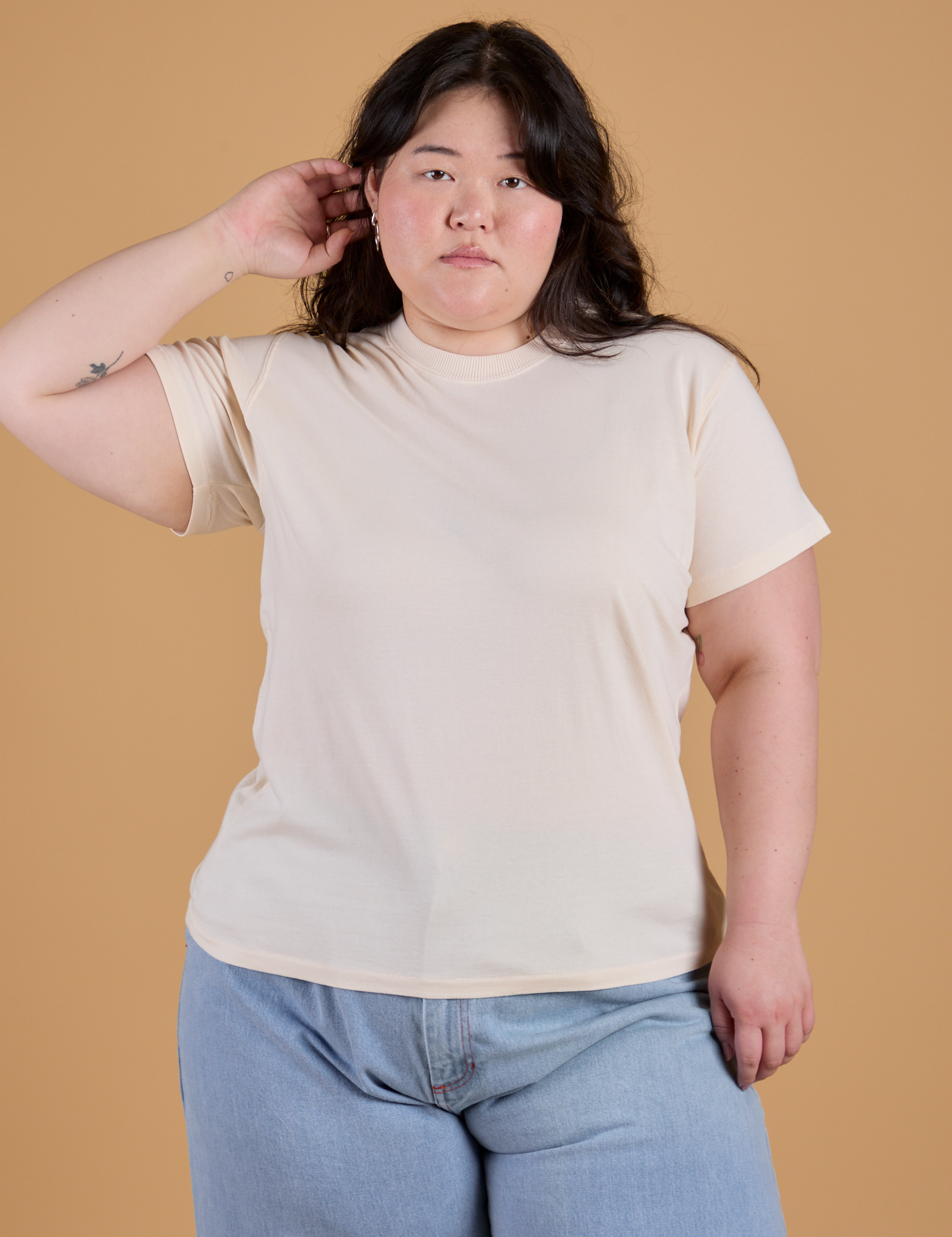 Organic Vintage Tee in Vintage Off White on Ashley