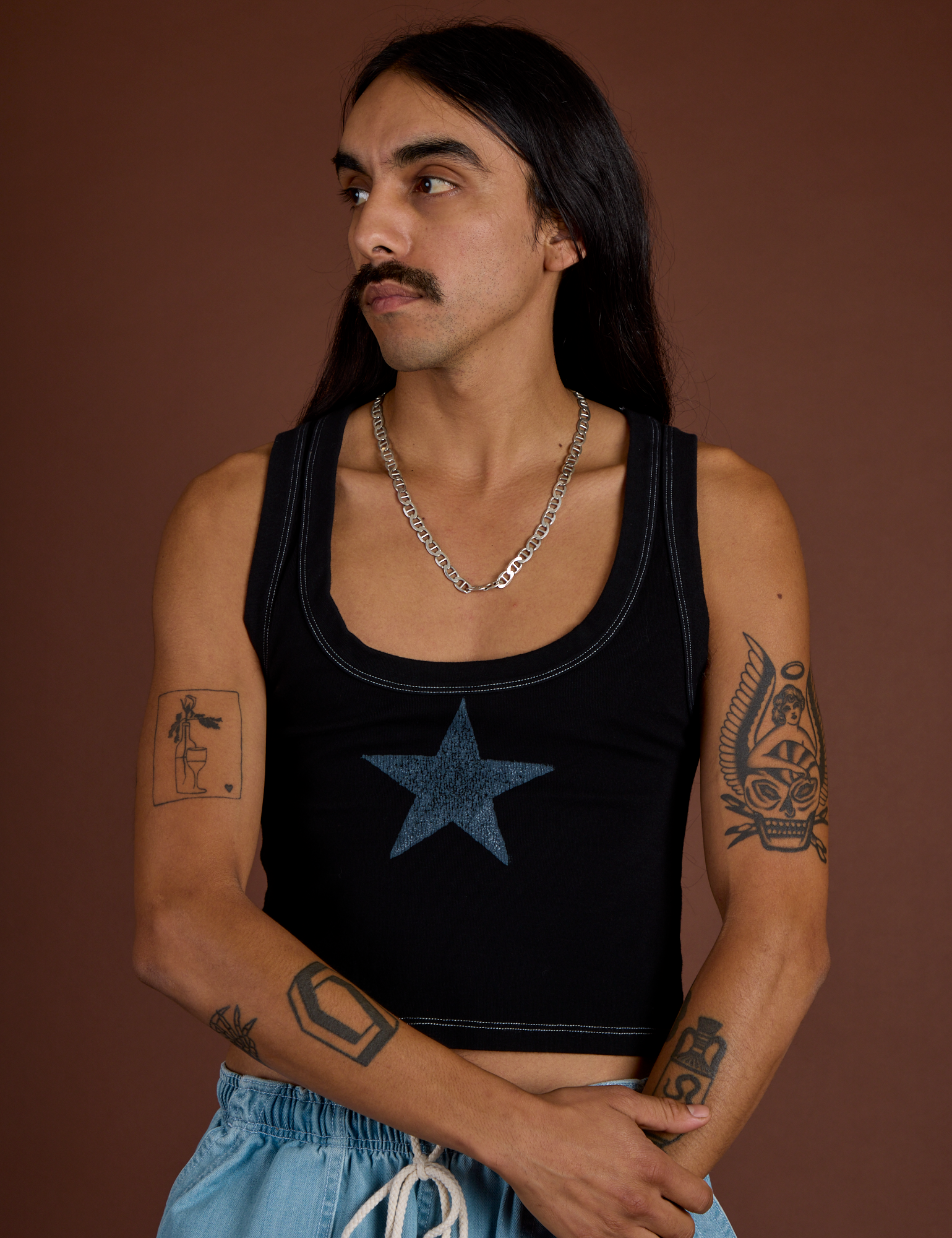 Icon Cropped Tank - Black Star