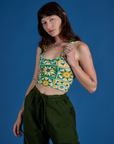 Alex is wearing Cropped Tank Top in Spring Quilt Print