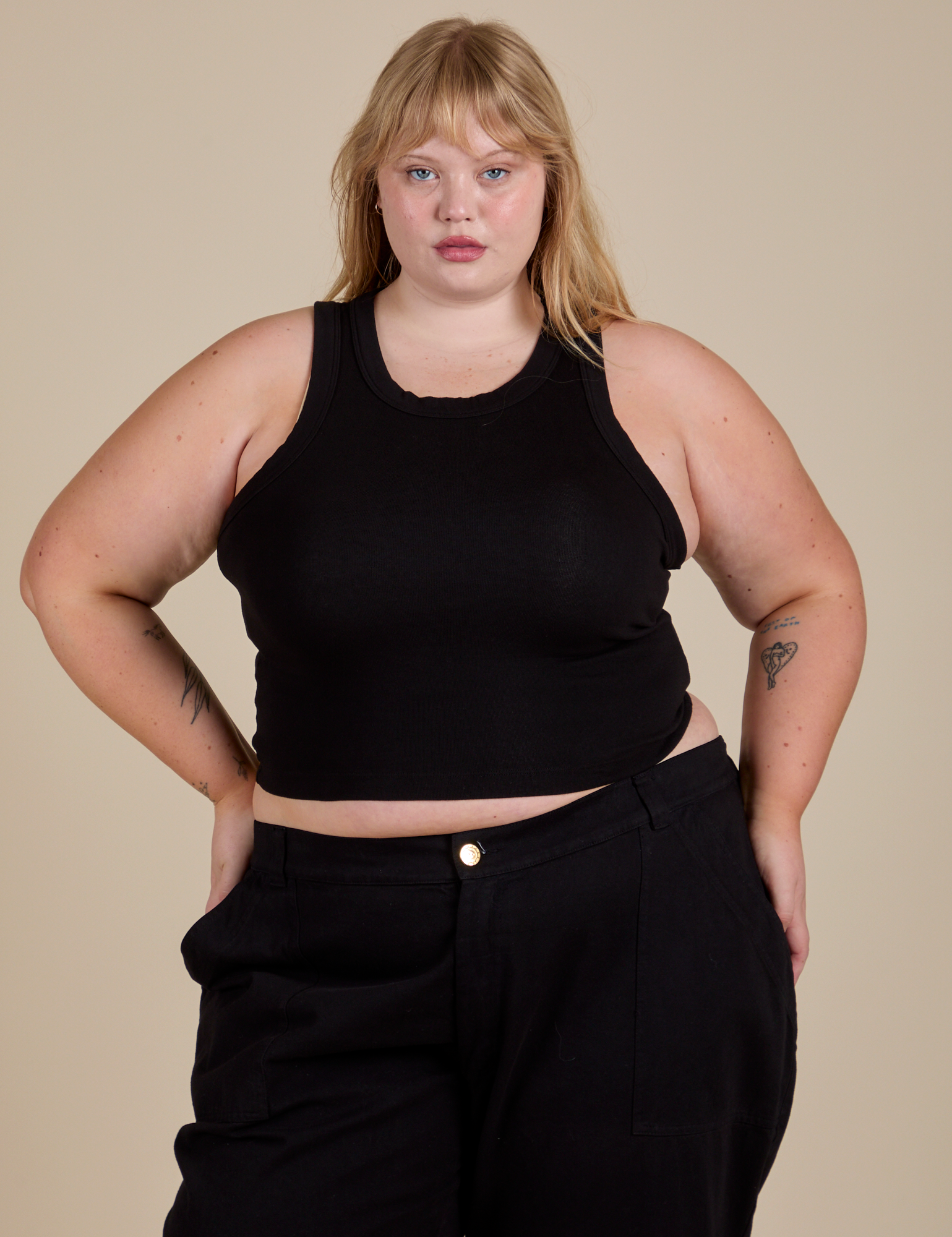 Racerback Tank in Black on Juliet