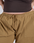 Close up of Drop Pocket Cargo Pants in Desert Brown on Juliet