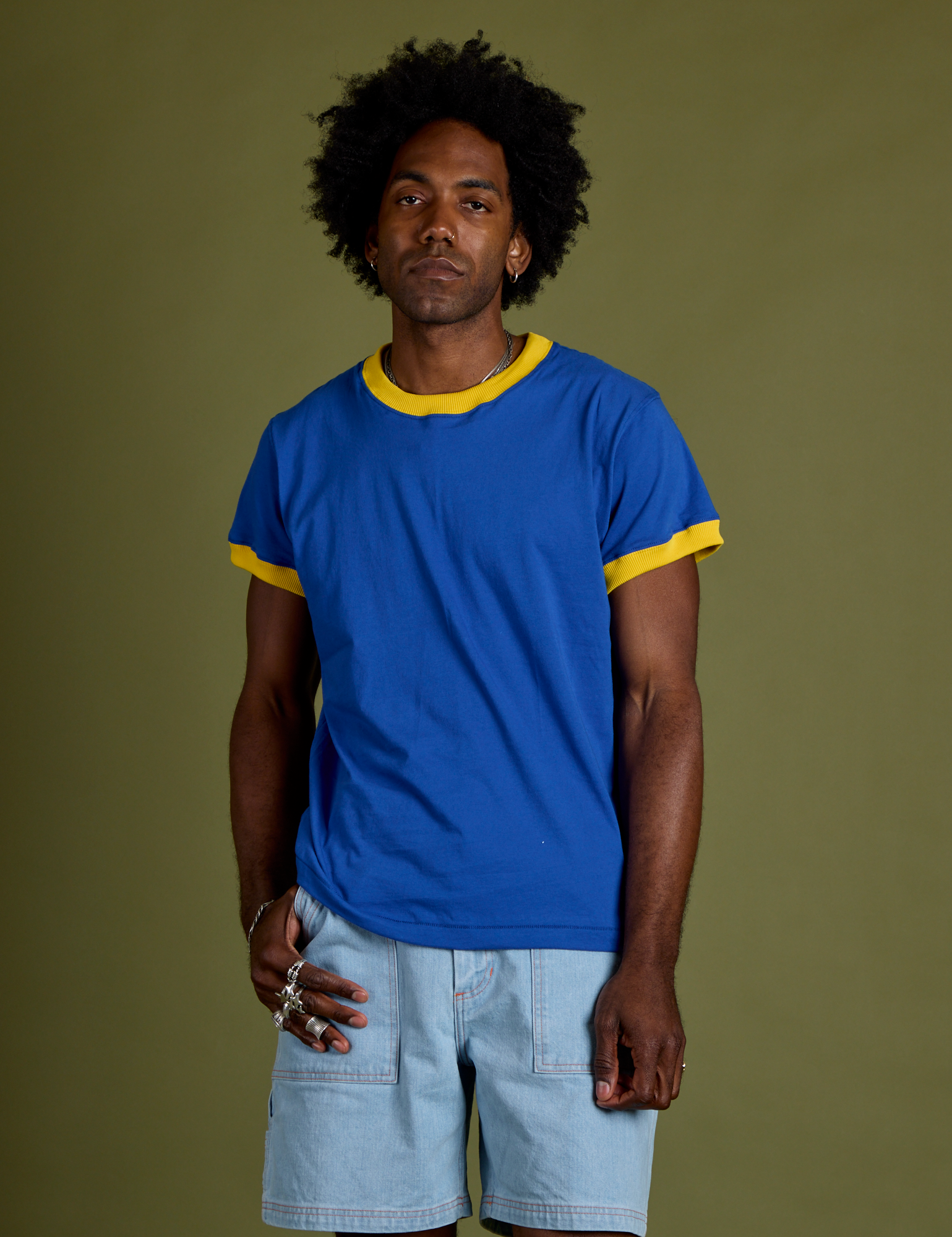 Vintage Ringer Tee in Royal Blue on Jerrod