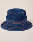 Wide Brim Denim Bucket Hat in dark wash