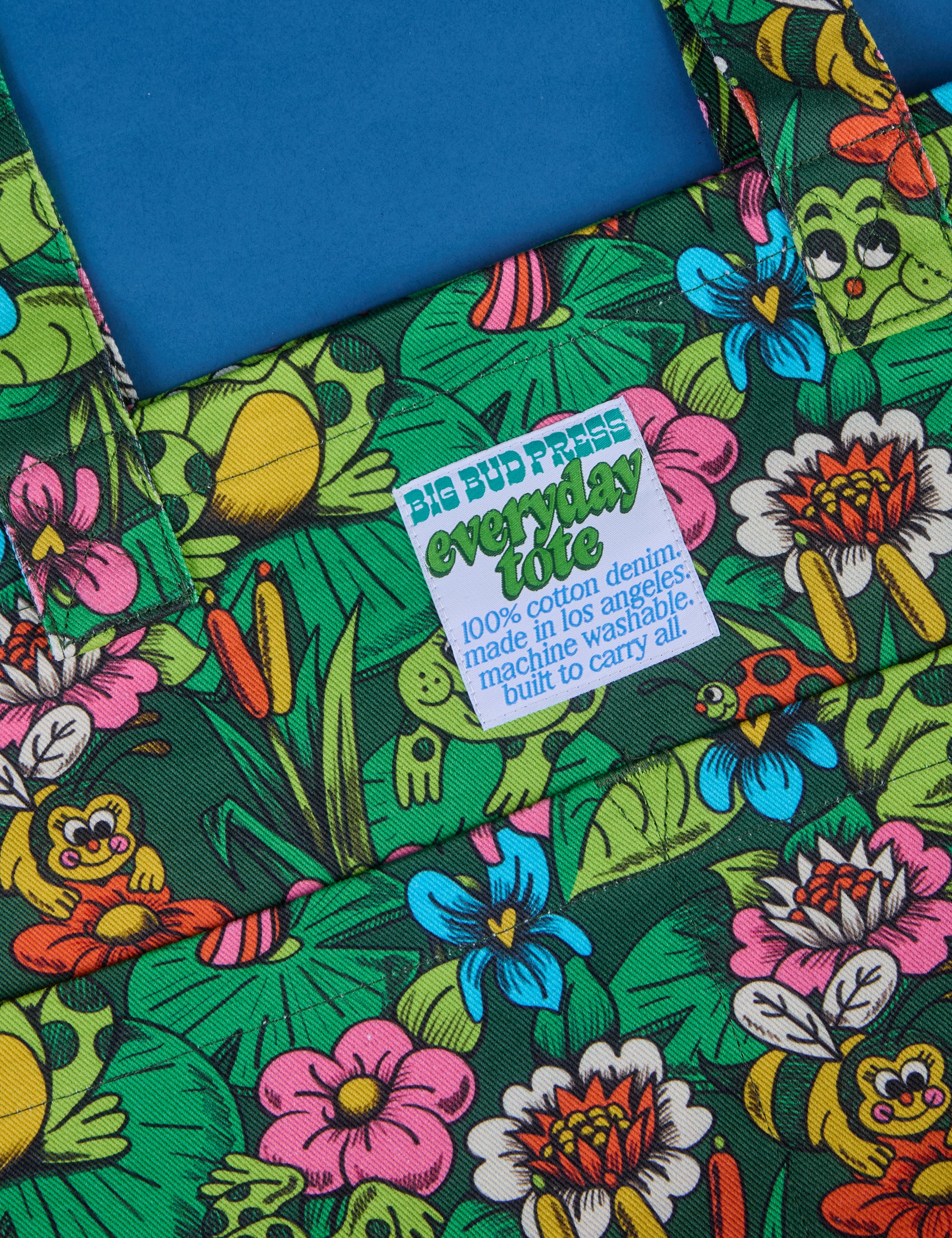 Close up of Pond Party Printed Everyday Tote