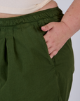 Pleated Pull-On Pants - Evergreen