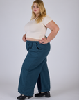 Pleated Pull-On Pants - Lagoon