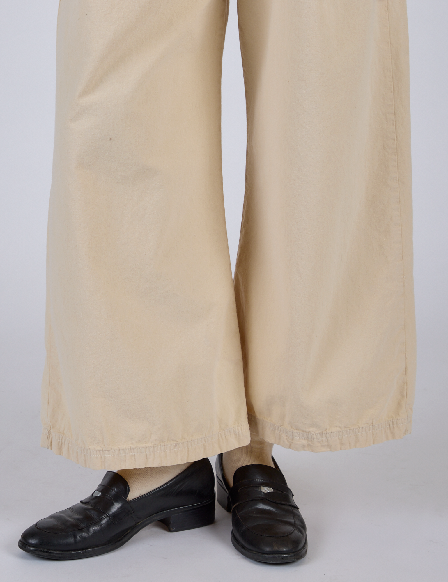 Pleated Pull-On Pants - Vintage Off-White