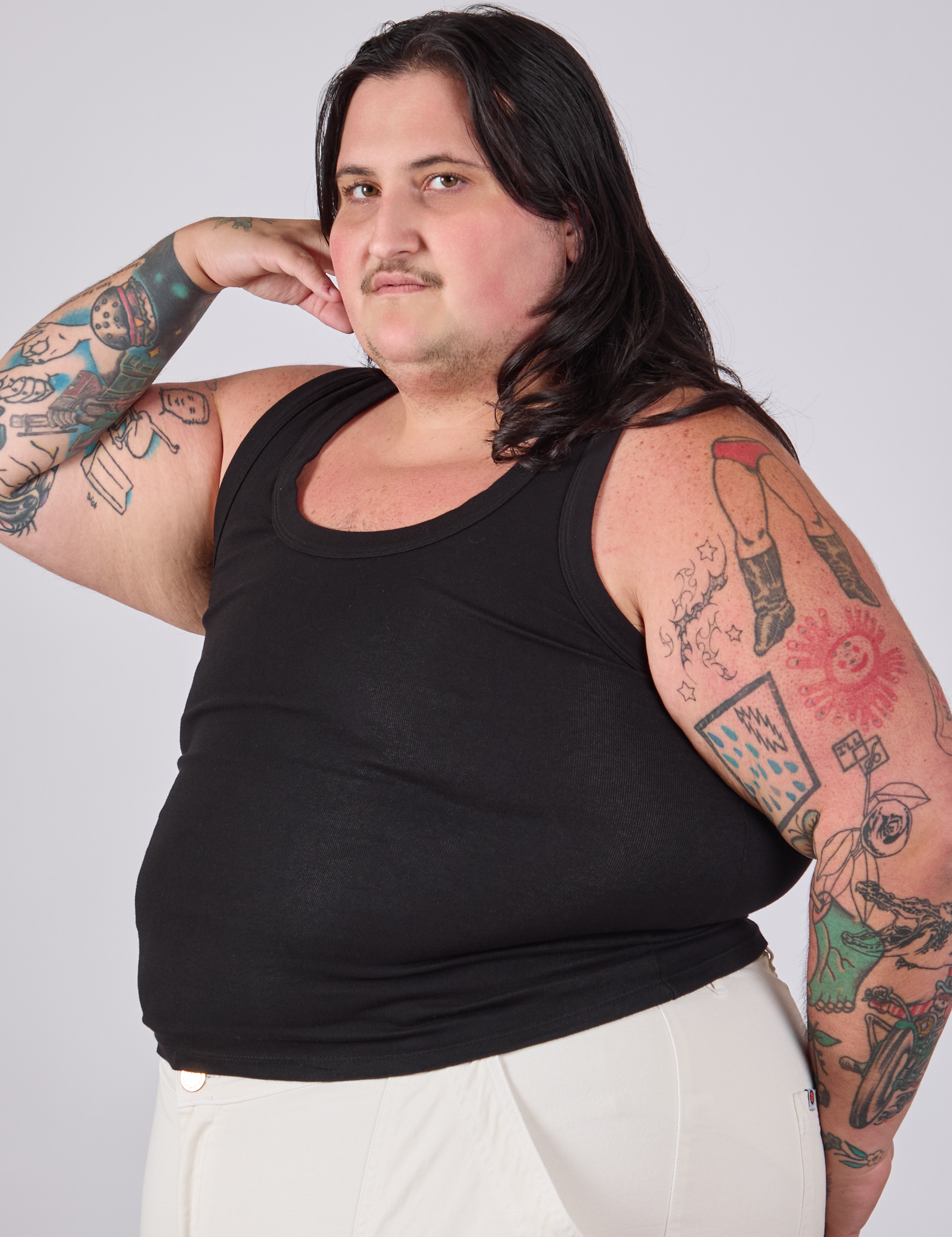Tank Top in Basic Black side view on Sam