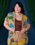 Paintstamped Pantry Button-Up in Froggy on Ashley
