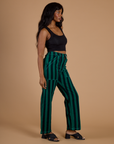 Black Stripe Work Pants - Hunter Green
