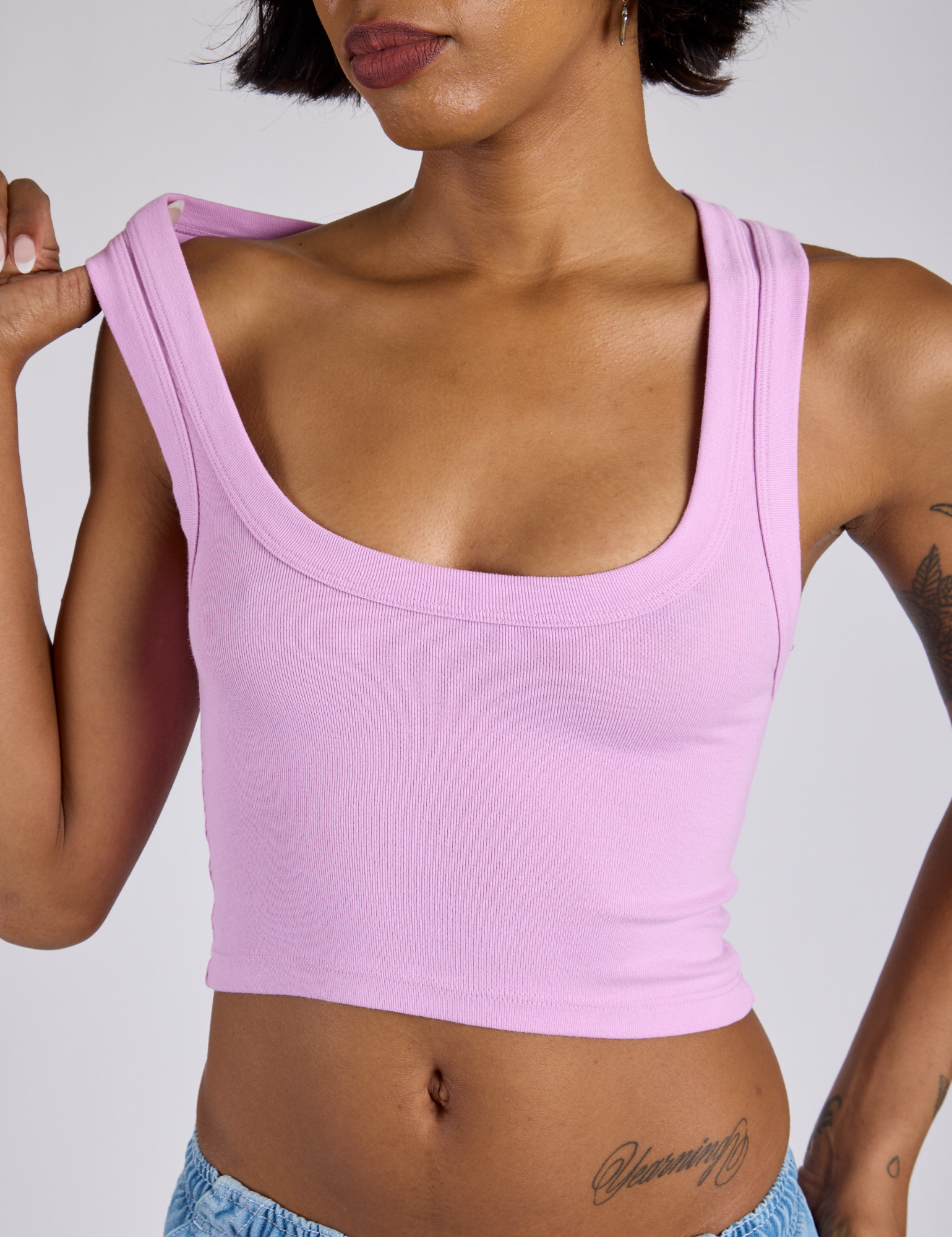 Cropped Tank Top - Lilac Purple