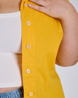 Pantry Button-Up in Sunshine Yellow close up on Juliet